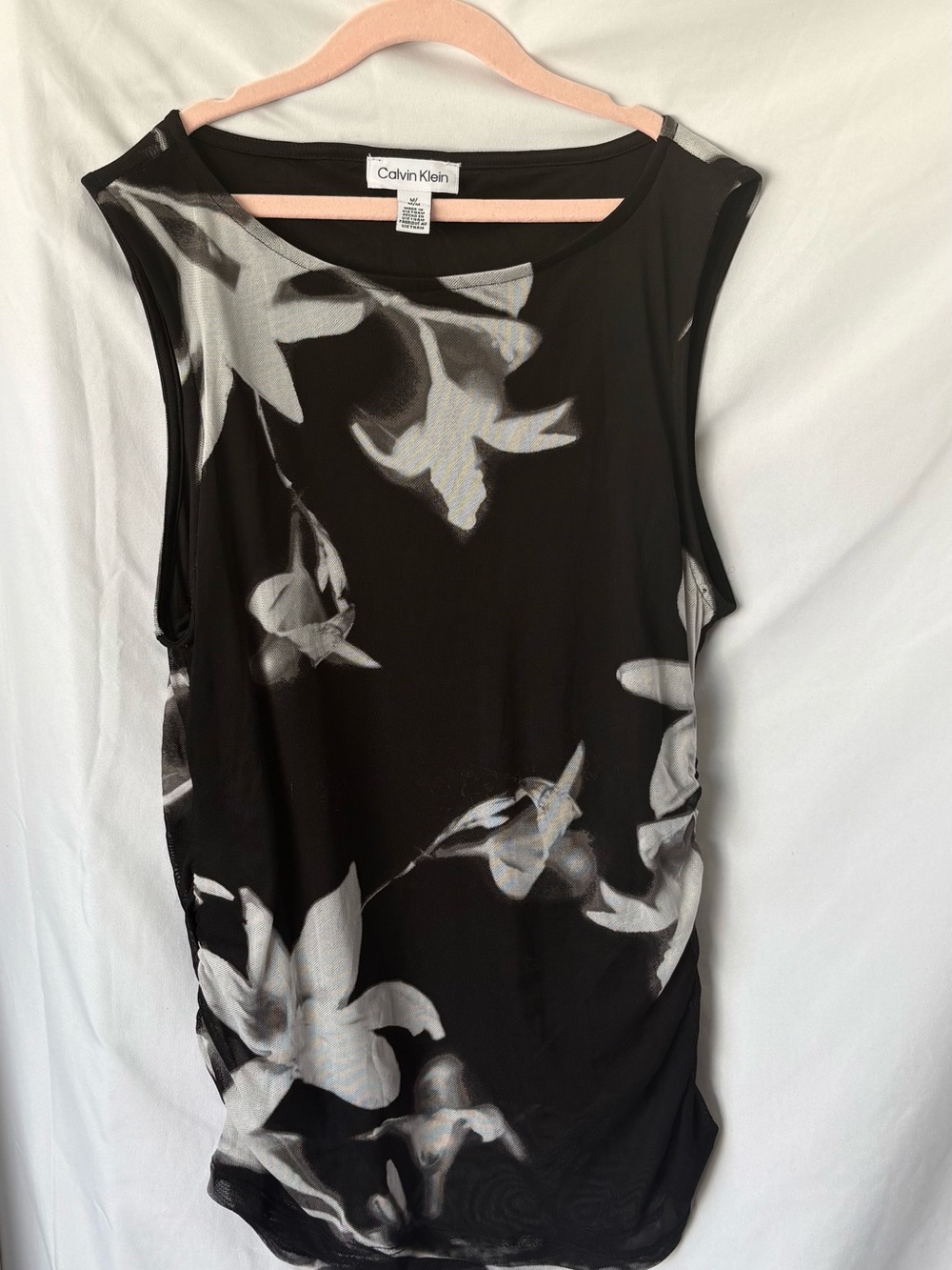 Calvin Klein Black Tank Top with White Floral Print